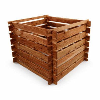 Holzkomposter braun 100x100cm Lärche für Garten Stecksystem langlebig : braun