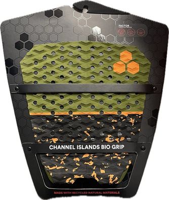 Channel Islands Factor 2 Piece Flat Traction Pad Green/Black/Orange