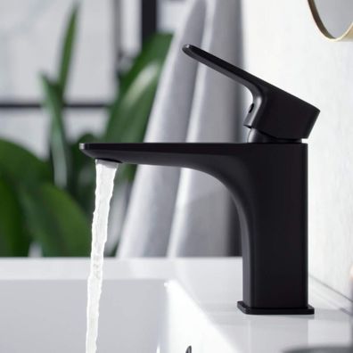 ECOLAM Waschtischarmatur Armatur Wasserhahn Badarmatur Keria schwarz Modern Design
