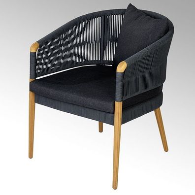 Lambert Borkum Gartensstuhl "Fish Net Rope" geflochten, schiefer Armlehnen gerade