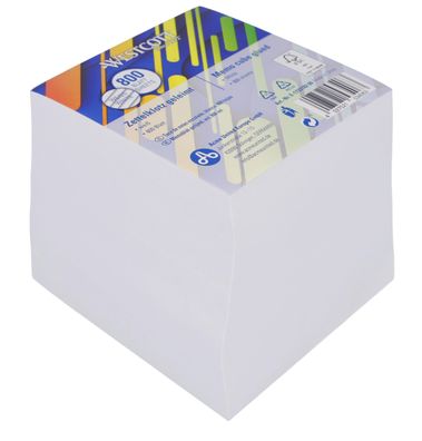 Westcott Memo cube, glued, white paper, 800 sheets, FSC MIX CREDIT