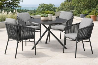 Destiny Sitzgruppe Lucca Barletta 4 Sessel + Tisch Ø110x76cm HPL Tischplatte