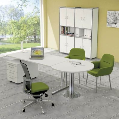 Schreibtisch Sevilla 160x80, 180x80 x68-82cm mit Besprechungstisch