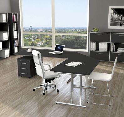 Winkel-Schreibtisch Sevilla 160x180, 180x180 x68-82cm mit Eckelement