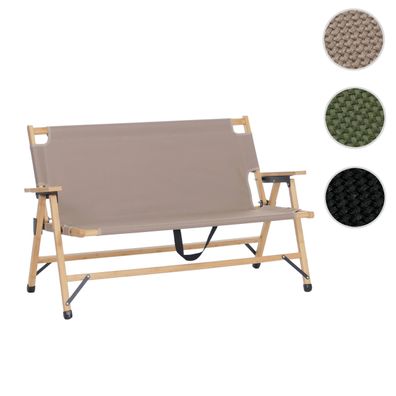 Bambus Campingbank HWC-Q40, Outdoorbank Picknickbank, klappbar Tragegriff Stoff