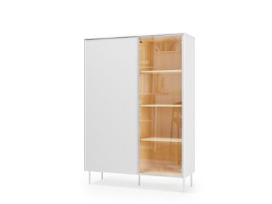 Vitrienschrank Liba LIBA LB-02 Vitrine 110 cm 156 x 41 cm MDF Weiß Seidenmatt