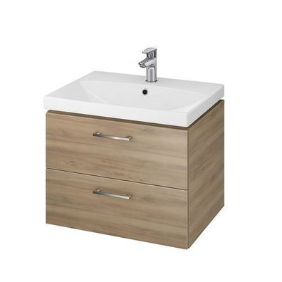 Badmöbel Set Badezimmerschrank mit Keramikwaschbecken LARA CITY 60 Nussbaum