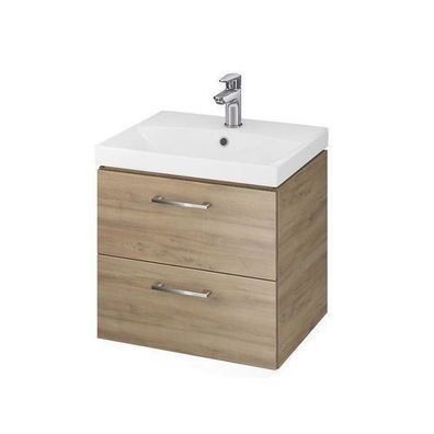 Badmöbel Set Badezimmerschrank mit Keramikwaschbecken LARA CITY 50 Nussbaum