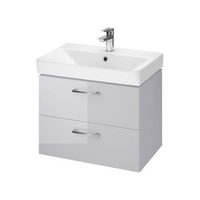 Badmöbel Set Badezimmerschrank mit Keramikwaschbecken LARA MILLE SLIM 60 Grau