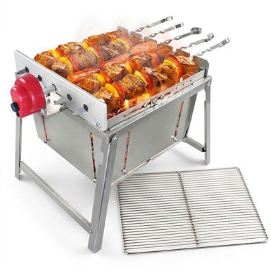 RAMBO ToGo Holzkohlegrill aus Edelstahl mit Motor, tragbar und kompakt