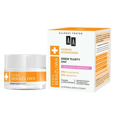 AA Sensitive Haut Soothing Irritation 24H fettige Creme 50ml