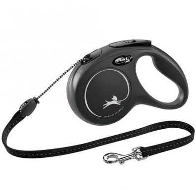 FLEXI Rollleine New Classic Seil - 5m, bis 20kg - Schwarz