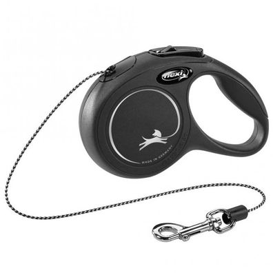 FLEXI Rollleine New Classic Seil - 3m, bis 8kg - Schwarz