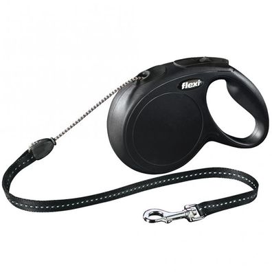 FLEXI Rollleine New Classic Seil - 8m, bis 20kg - Schwarz