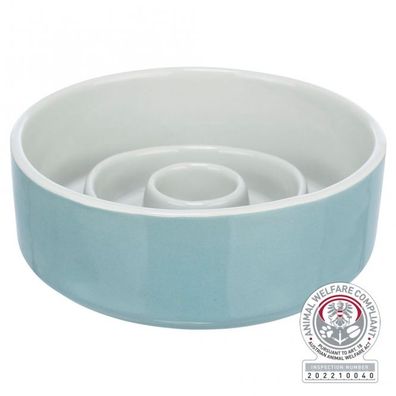 Slow Feeding Keramiknapf Anti Schling Napf Trixie 0,45 l grau blau