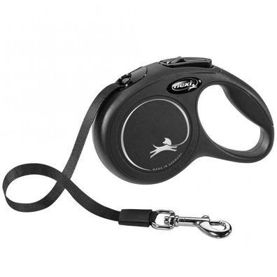 FLEXI Rollleine New Classic Gurt - 3m, bis 12kg - Schwarz