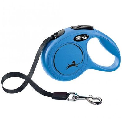 FLEXI Rollleine New Classic Gurt - 3m, bis 12kg - Blau