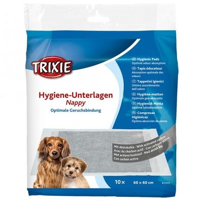 Trixie Welpenmatte Hygiene Unterlage Aktivkohle Nappy 60 x 60 cm 10 Stück