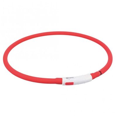 Trixie Leuchthalsband Hund Flash Leuchtring USB Silikon rot