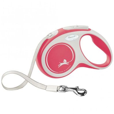 Ausziehbare Rollleine Hundeleine FLEXI New Comfort Gurt 5m rot bis 15kg