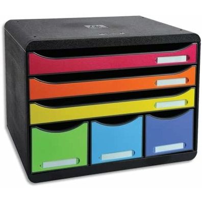 Exacompta Schubladenbox Store-Box 306798D schwarz/bunt 6 Schubladen geschlossen