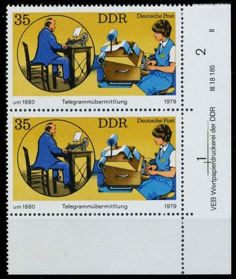 DDR 1979 Nr 2401DV WPD II postfrisch SENKR PAAR ECKE-UR XAAF1DA