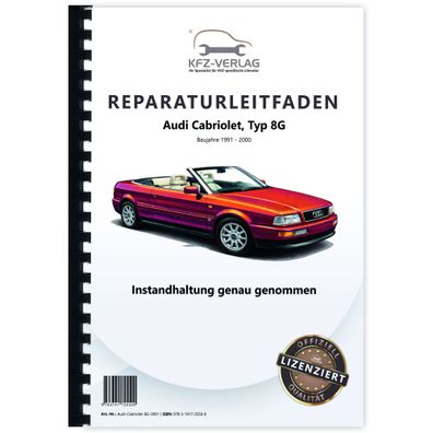 Audi Cabriolet 1991-2000 Instandhaltung Inspektion Wartung Reparaturanleitung