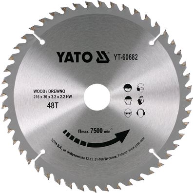 Hartmetall Sägeblatt 216x30mm 48Z