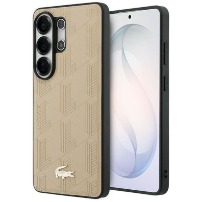 Hülle Lacoste Galaxy S26 Ultra Kunstleder beige MagSafe Logo goldfarbig