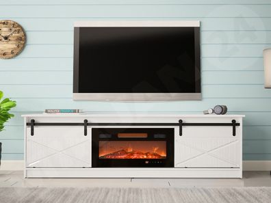TV-Lowboard Granero mit Elektrischem Kamin TV Schrank LED-Flamme Neu