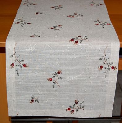 Plauener Spitze Hagebutten Stickerei Tischwäsche Made in Germany