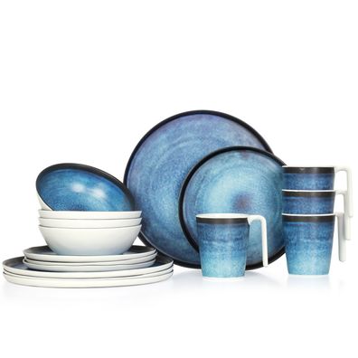 Melamin Camping Geschirr Set 4 Personen Deep Ocean