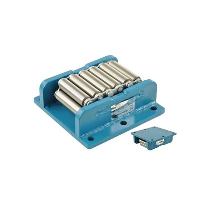 8t Panzerrollen, Transportfahrwerk starr, Auflageplatte mit Bohrungen, VA, 00723