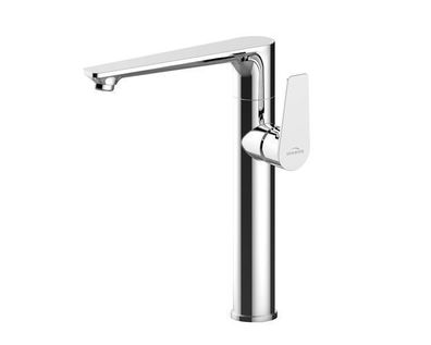 Waschtischarmatur Wasserhahn Hoch DOKOS Mischbatterie für Badezimmer in Silber