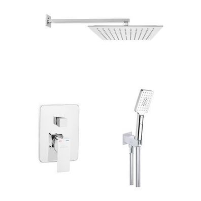 Komplettes Duschsystem NYKS Unterputz Armatur Wasserhahn mit Kopfbrause in Silber