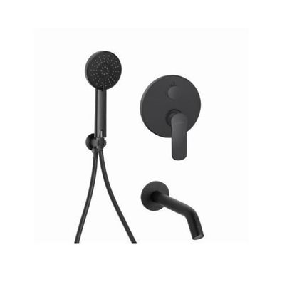 Komplettes Set Unterputz Wannenarmatur SIROS Verdeckter Einbau Mischer in Schwarz