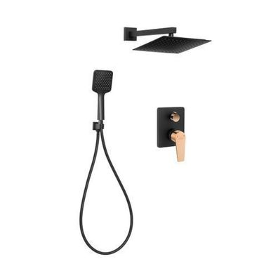 Komplettes Duschsystem Midnight Unterputz Armatur Wasserhahn in Schwarz-Gold