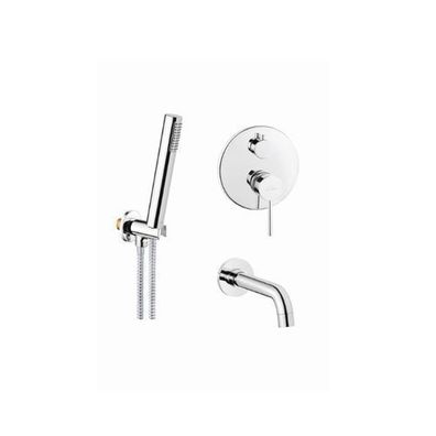 Komplettes Set Unterputz Wannenarmatur DAFNI Verdeckter Einbau Mischer in Silber