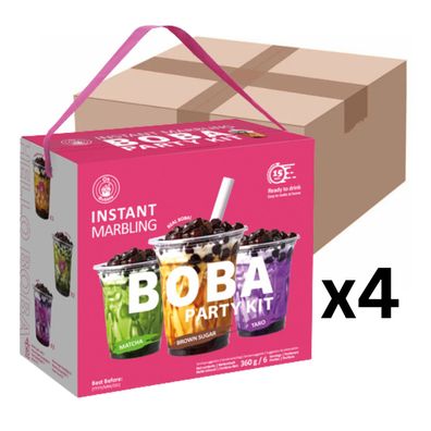 4er-Pack O´s Bubble Instant Boba Bubble Tea Party Kit 360g Taro Matcha Brauner Zucker