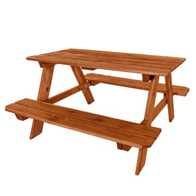 Picknicktisch Kinder aus Lärchenholz braun Kindersitzgruppe Outdoor : braun