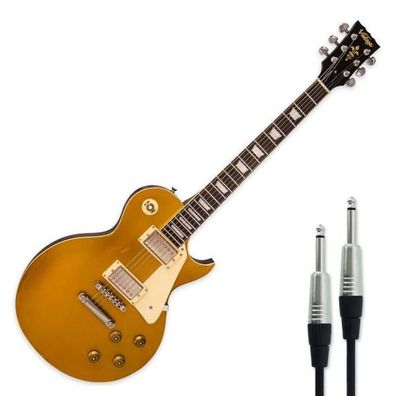 Vintage E-Gitarre V100MRGT Icon Distressed Gold Top mit Kabel