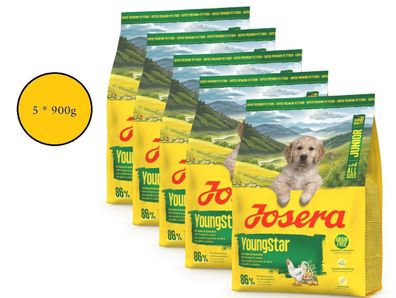 5 * 900g Josera YoungStar getreidefrei Welpenfutter Huhn Kartoffel