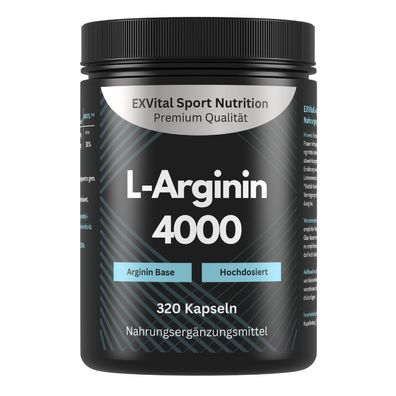 L-Arginin 4000 hochdosierte Arginin Kapseln von EXVital Sport Nutrition, 320 Kapseln