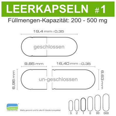 Leerkapseln HPMC • pflanzlich vegan • transparent Größe 1 • getrennte Hälften