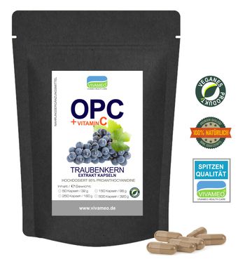 Vivameo ® OPC Traubenkernextrakt 95% + Vitamin C Kapseln à 640 mg mit Zertifikat