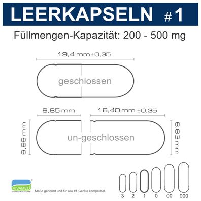 Leerkapseln • HGK Gelatine leere Kapseln • Größe 1 • farbig blau