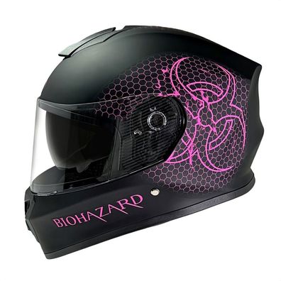 Integralhelm Helm Kinderhelm Motorradhelm Crosshelm Motocross Bio Hazard Pink