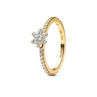 Ring 54 - vergoldet - Funkelnde Blume Ring