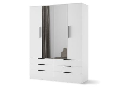 Kleiderschrank Avera AV-01 weiß 4 t?üriger 170 x 225 x 60 cm mit 6 Schubladen