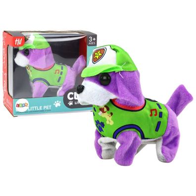 Leantoys Piesek Pluszowy Interaktywny Zwierz?tko Chodzi Szczeka Fioletowy